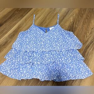 Sienna Sky Light Blue Floral Tiered Ruffle Cami